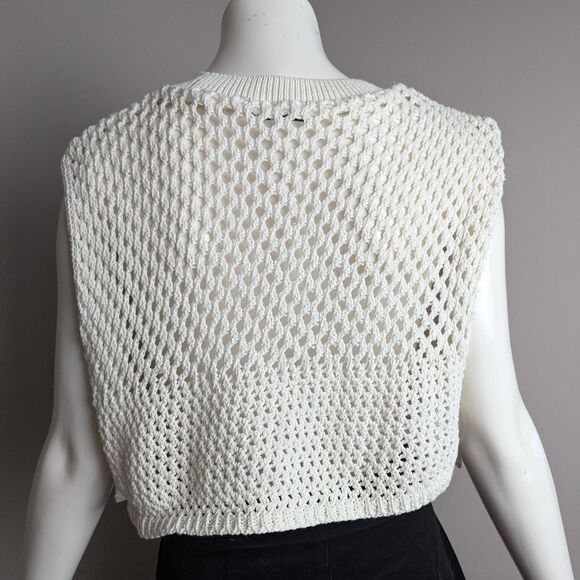 Zara Crochet cropped tank top side ties mesh see through size M - Picture 8 of 8